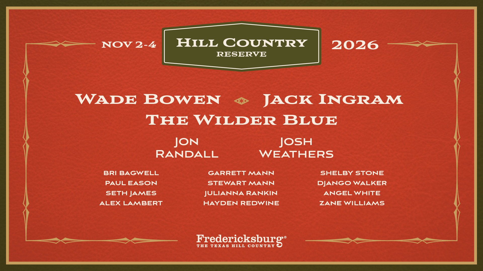 Hill Country Reserve 2026 official artist lineup
