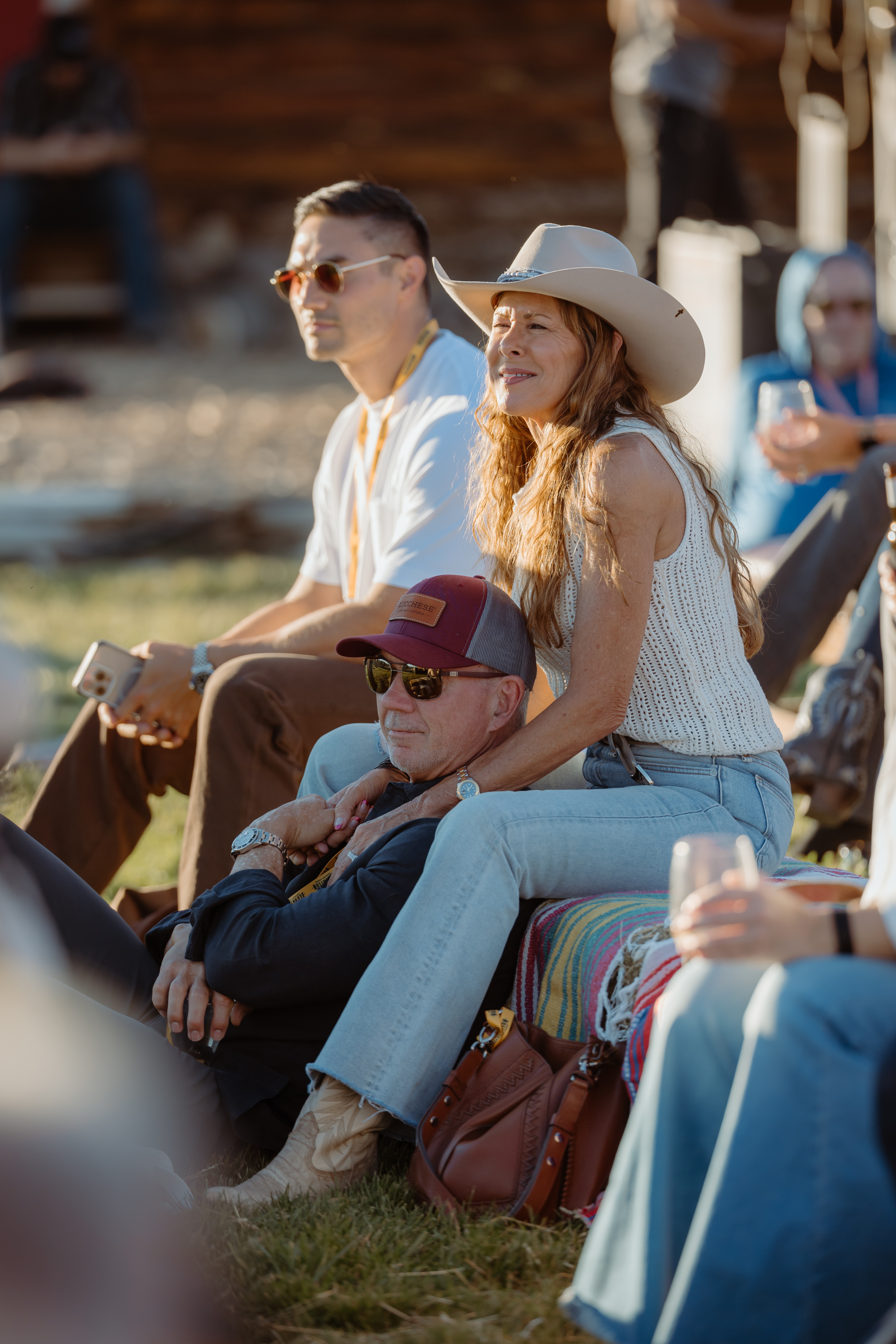 Guests gathered for a sunset concert under the evening sky